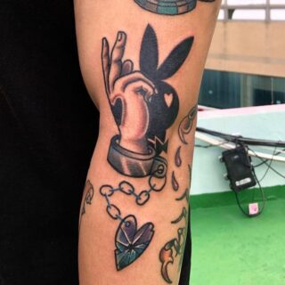 bunny elbow tattoo