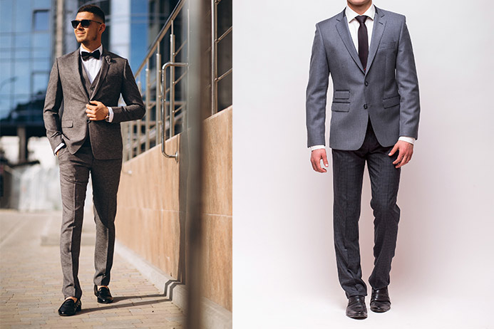 Grey Suit With Black Shoes