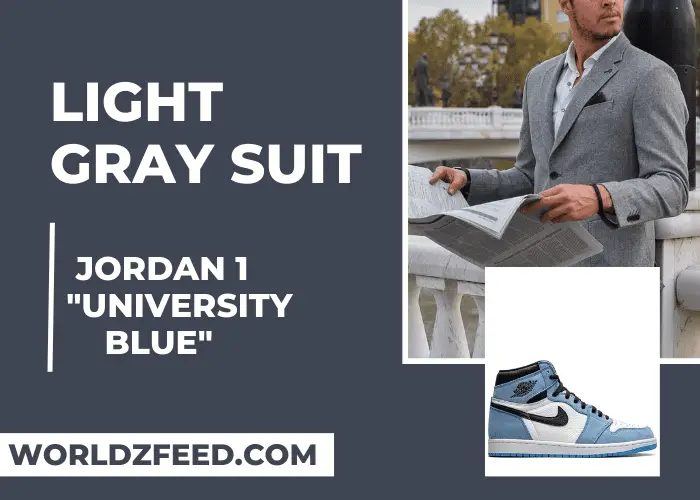 Light Gray Suit with Jordan 1 "University Blue"